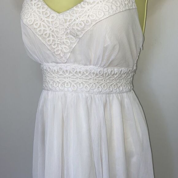 Boston Proper Dress White Crepe Baby Doll Eyelet New With Tags Sz 2 - Picture 3 of 8